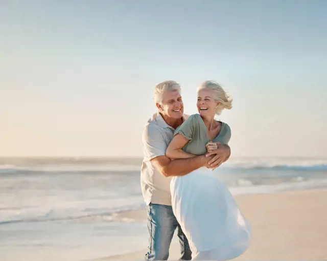 Happy Senior Couple Summer Rimouski Beach